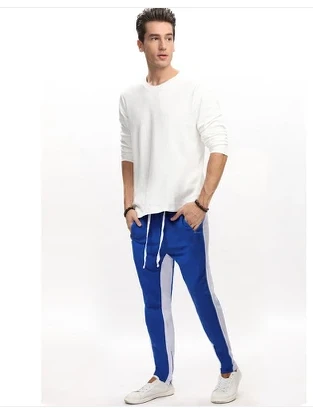 Pantaloni de jogging casual pentru bărbați, cu fermoar, albastru